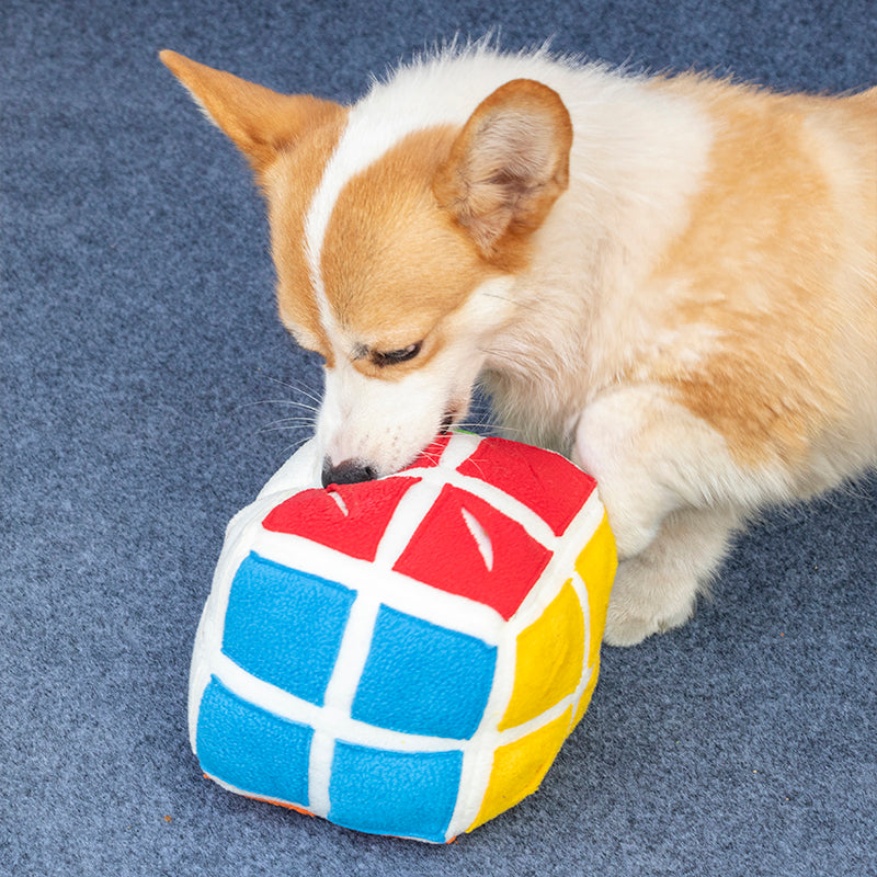 Pet Rubik's Cube Sniffing Toy Puzzle With Hidden Pouches for Interactive Play Interactive Pet Toy - InspirationIncluded