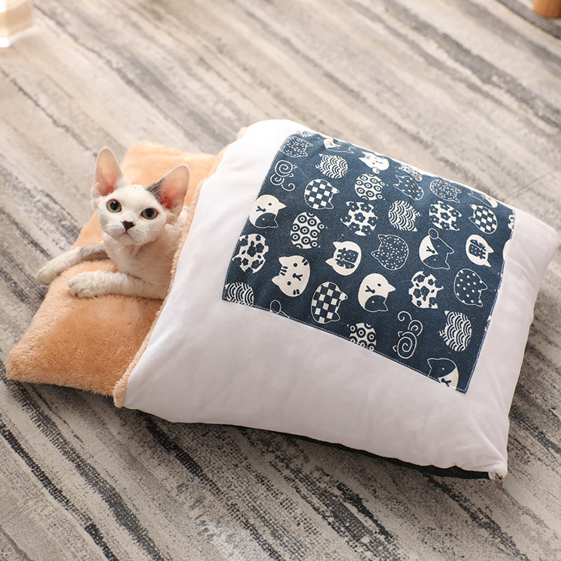 Cat Sleeping Bag - Japanese Style, 3 sizes Japanese pet bed - InspirationIncluded