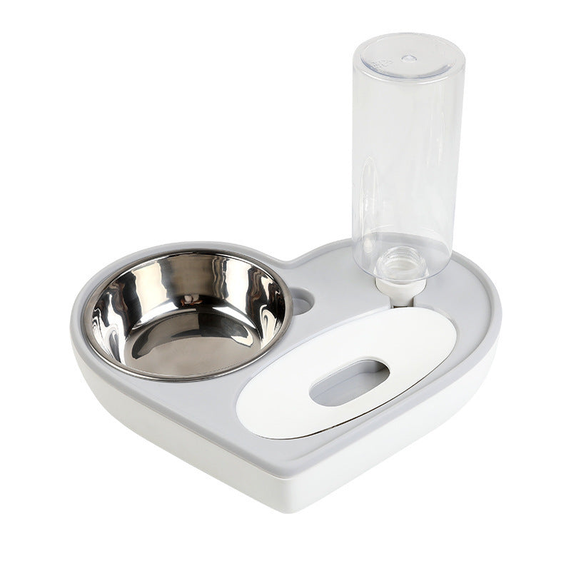 Heart Shaped Dual Sided Pet Bowl with Automatic Waterer Heart Pet Bowl - InspirationIncluded