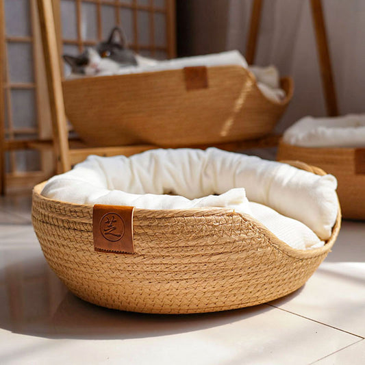 Rattan Cat Bed With Soft Pillow Insert With Cooling Pad Option Soft Pillow Cat Bed - InspirationIncluded