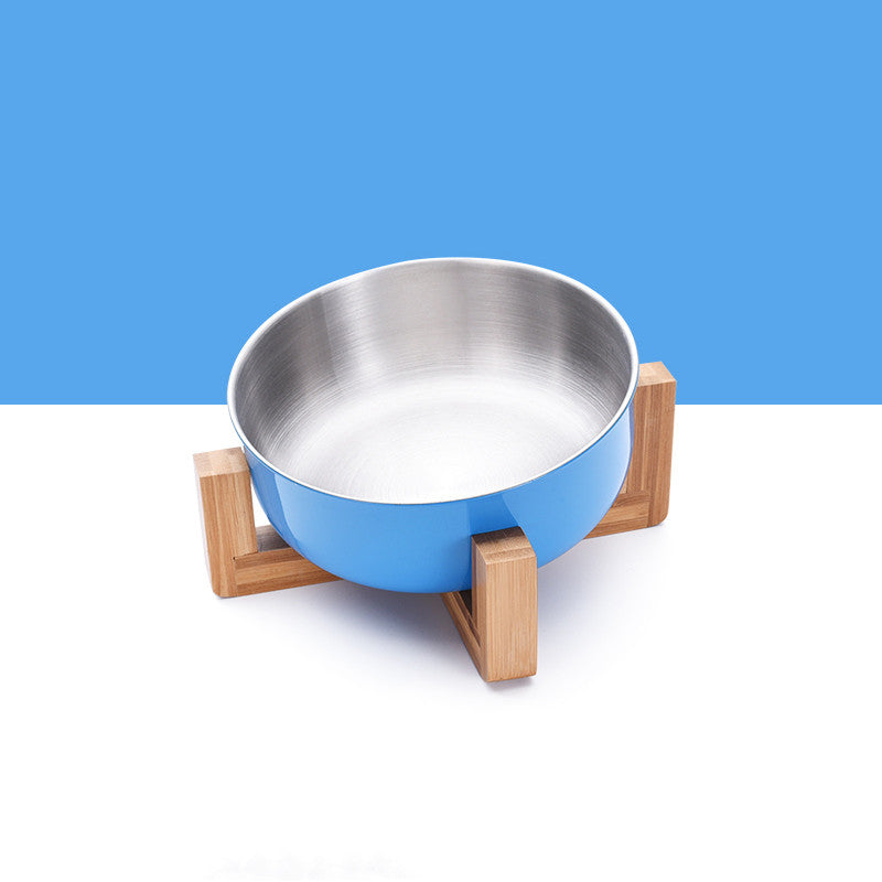 Angled Elevated Stainless Steel Pet Bowl - Single or Double - InspirationIncluded