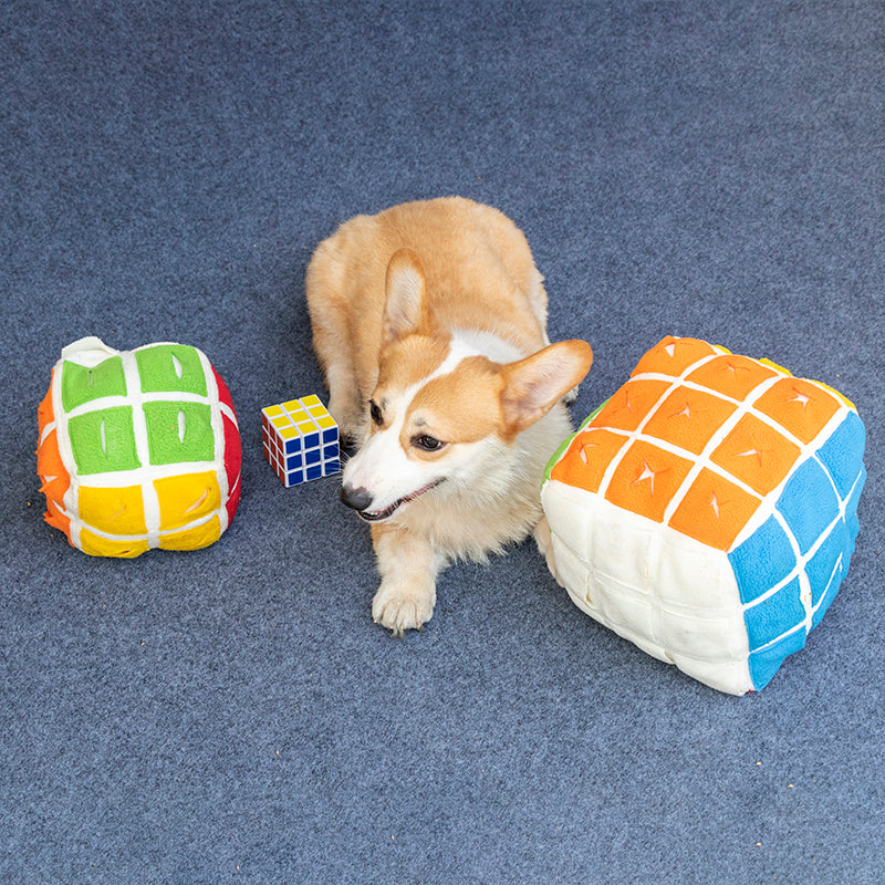 Pet Rubik's Cube Sniffing Toy Puzzle With Hidden Pouches for Interactive Play Interactive Pet Toy - InspirationIncluded