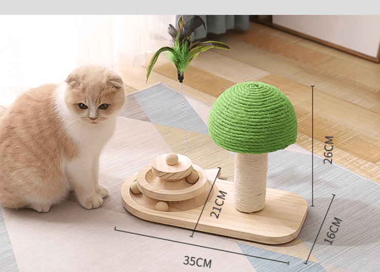 2 in 1 Sisal Cat Toy and Scratching Post For Active Play