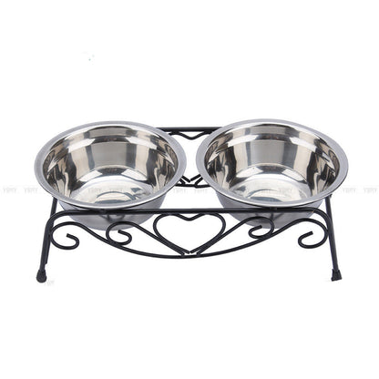 Stainless steel Elevated pet bowl With Cute Heart Design Cute heart pet bowl - InspirationIncluded