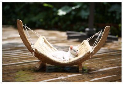 Removable Cat Hammock On Sturdy Wooden Base - InspirationIncluded