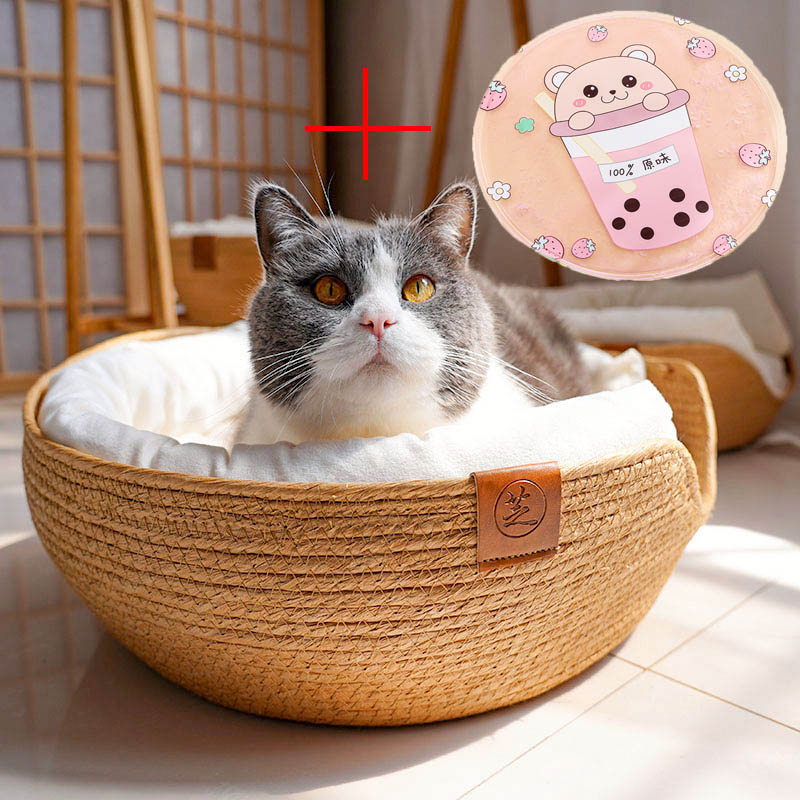 Rattan Cat Bed With Soft Pillow Insert With Cooling Pad Option Soft Pillow Cat Bed - InspirationIncluded