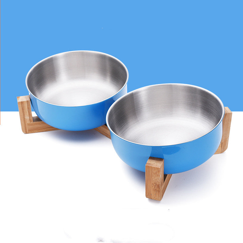 Angled Elevated Stainless Steel Pet Bowl - Single or Double - InspirationIncluded