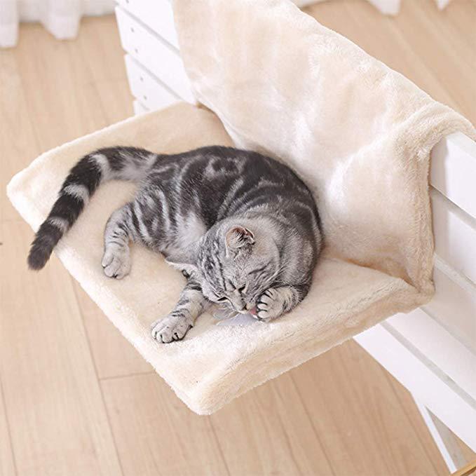 Plush Foldable Cat Bed Hammock With Removable Cover - InspirationIncluded