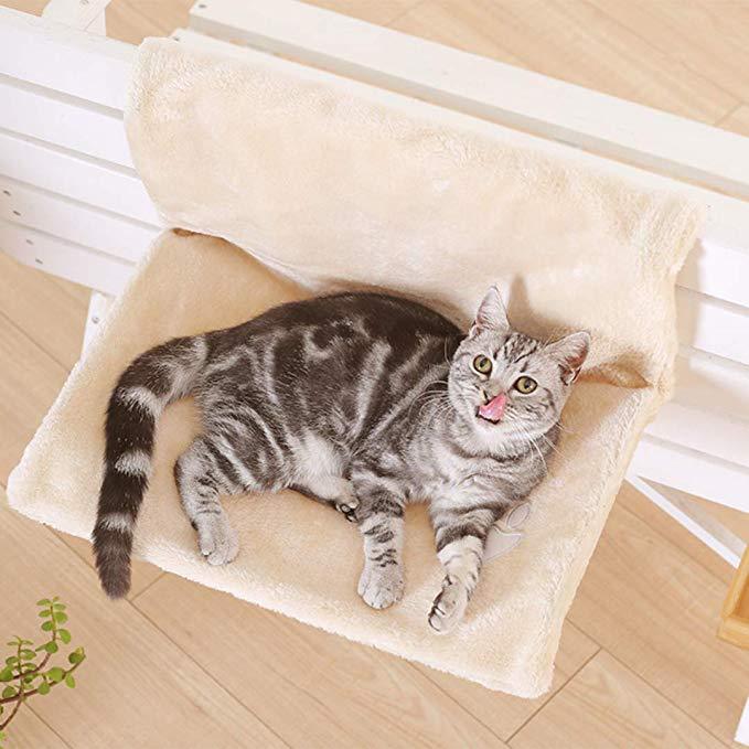 Plush Foldable Cat Bed Hammock With Removable Cover - InspirationIncluded