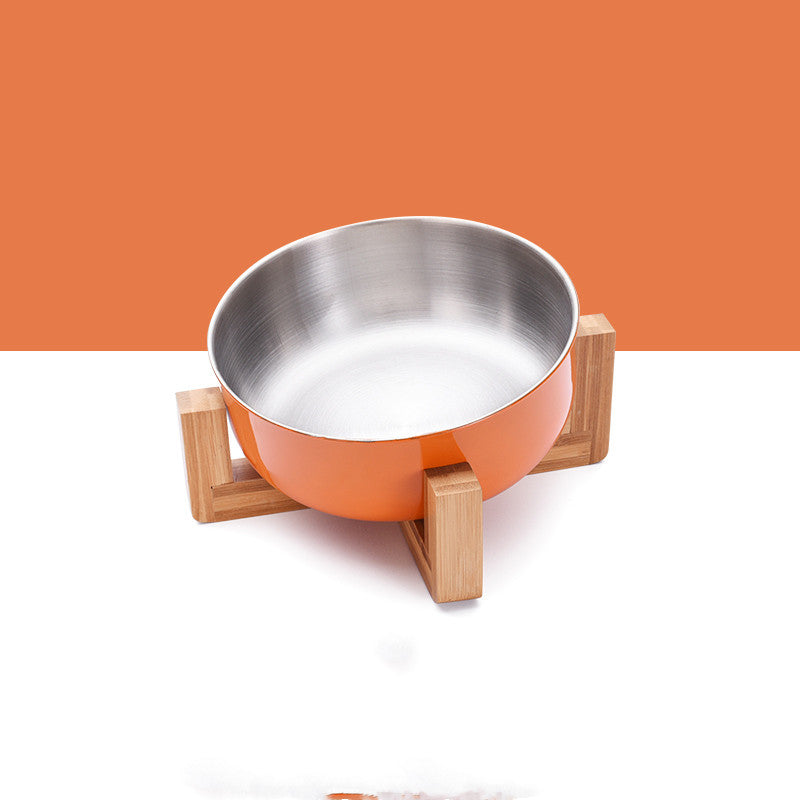 Angled Elevated Stainless Steel Pet Bowl - Single or Double - InspirationIncluded