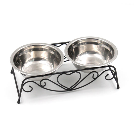 Stainless steel Elevated pet bowl With Cute Heart Design Cute heart pet bowl - InspirationIncluded