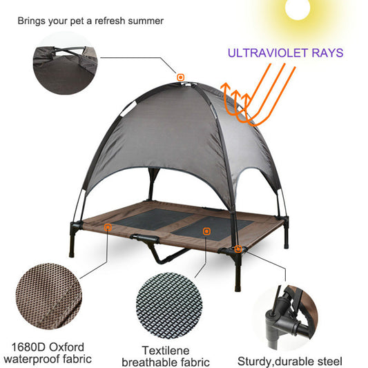 Outdoor Foldable Quality Raised Pet Bed with Canopy Outdoor Raised Pet Bed - InspirationIncluded