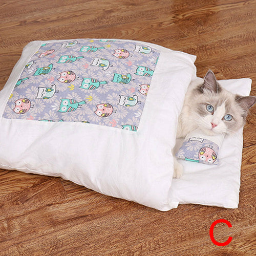 Newest Warm Cat Sleeping Bag Removable Cat Bed Winter Warm Cat House - InspirationIncluded