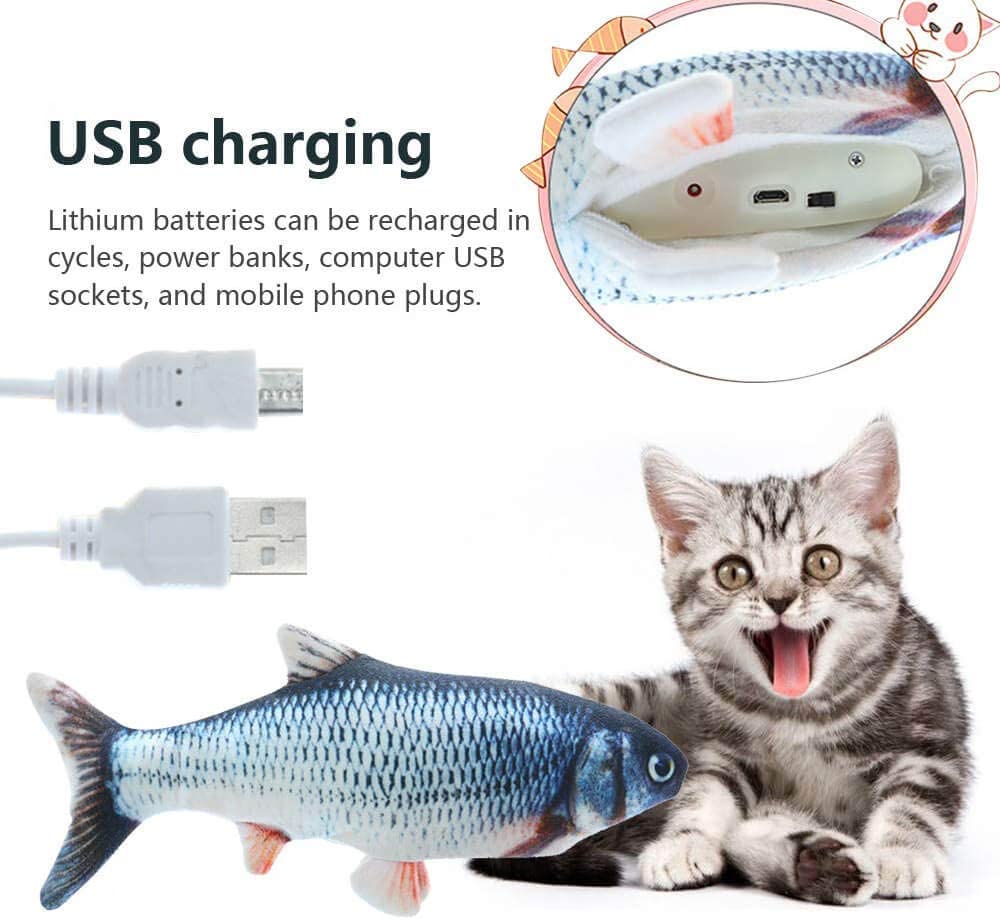 Electric Wiggle Fish with Catnip Pouch Electric Catnip Fish - InspirationIncluded