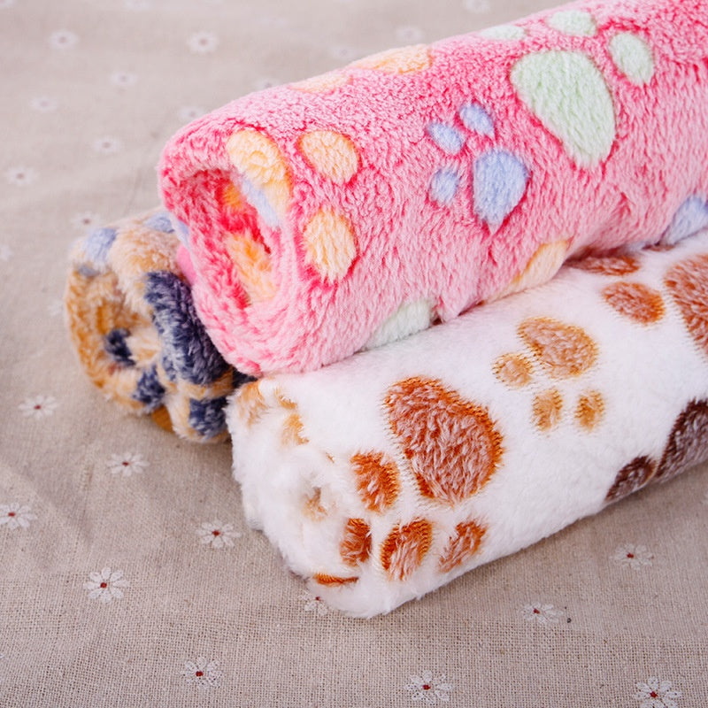 Fleece Pet Blanket With Paw Design - Various Sizes Fleece Blanket - InspirationIncluded