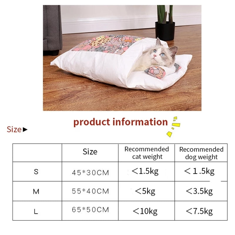 Japanese-Style Cat Nest Sleeping Bag - 3 sizes