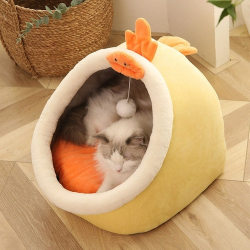 Sweet Cushioned Cat Nest Bed in Machine Washable Cotton