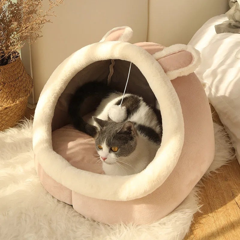 Sweet Cushioned Cat Nest Bed in Machine Washable Cotton