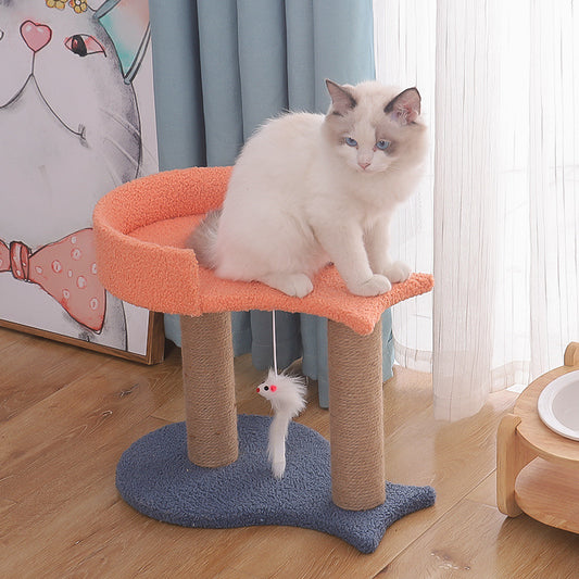 Compact Fish Design Cat Tree and Scratching Post - InspirationIncluded