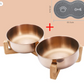 Angled Elevated Stainless Steel Pet Bowl - Single or Double - InspirationIncluded