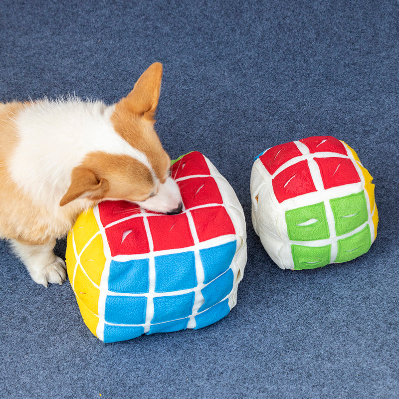Pet Rubik's Cube Sniffing Toy Puzzle With Hidden Pouches for Interactive Play Interactive Pet Toy - InspirationIncluded