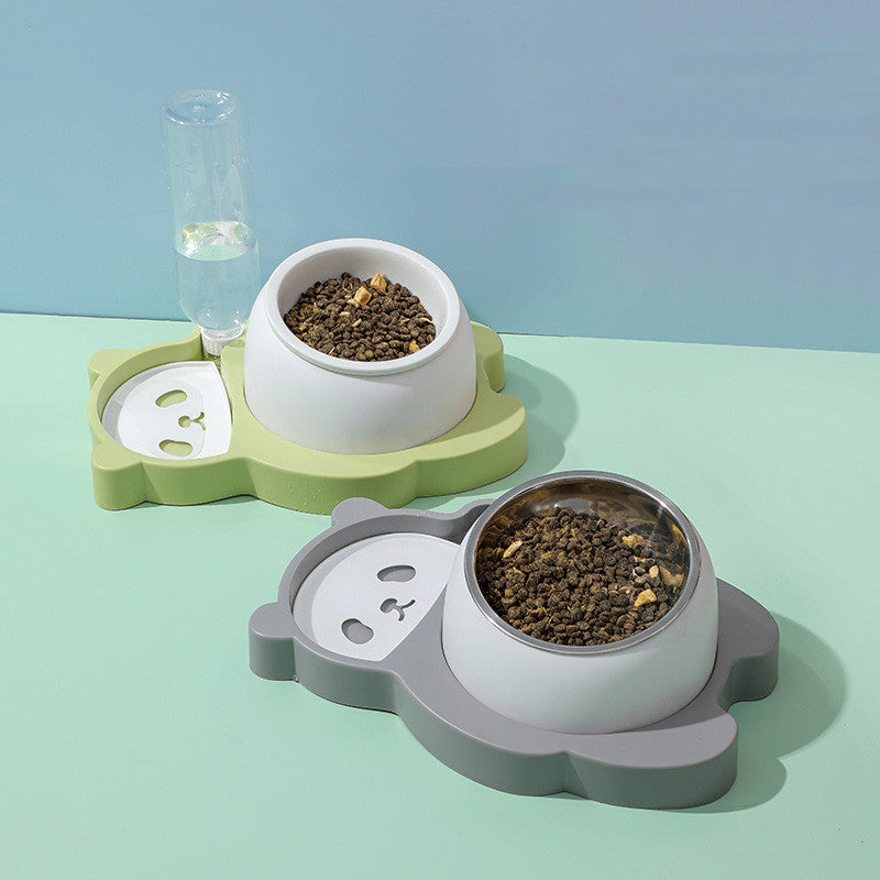 New Automatic Double Bowl Panda Shaped Pet Feeder New Pet Feeder - InspirationIncluded
