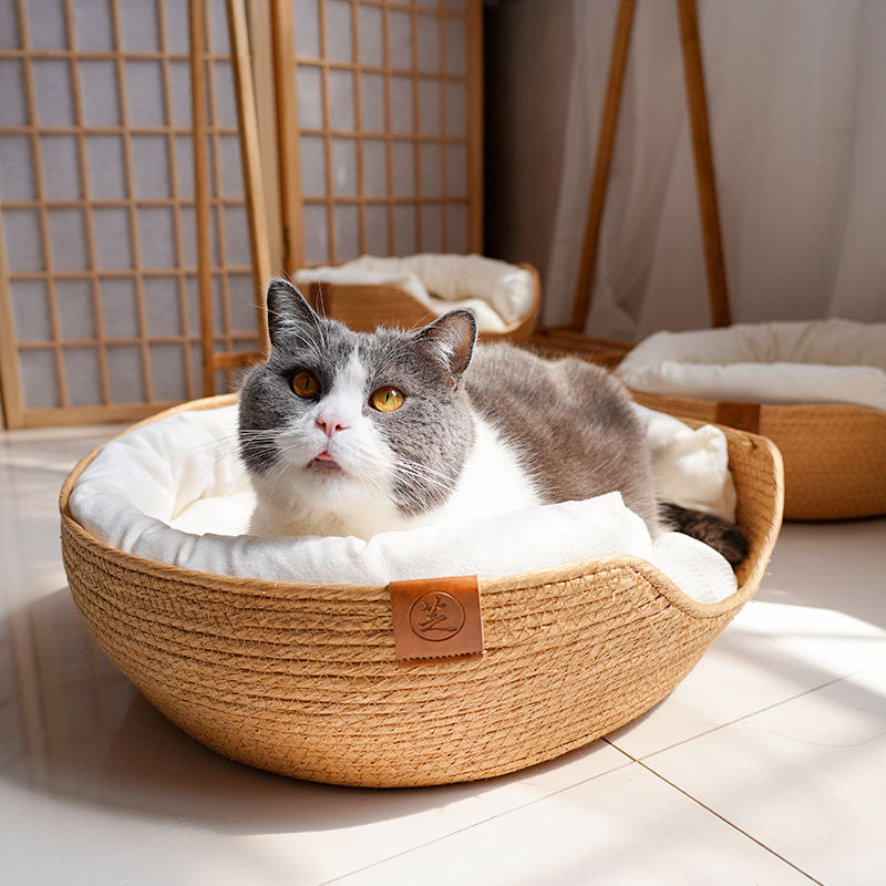 Rattan Cat Bed With Soft Pillow Insert With Cooling Pad Option Soft Pillow Cat Bed - InspirationIncluded