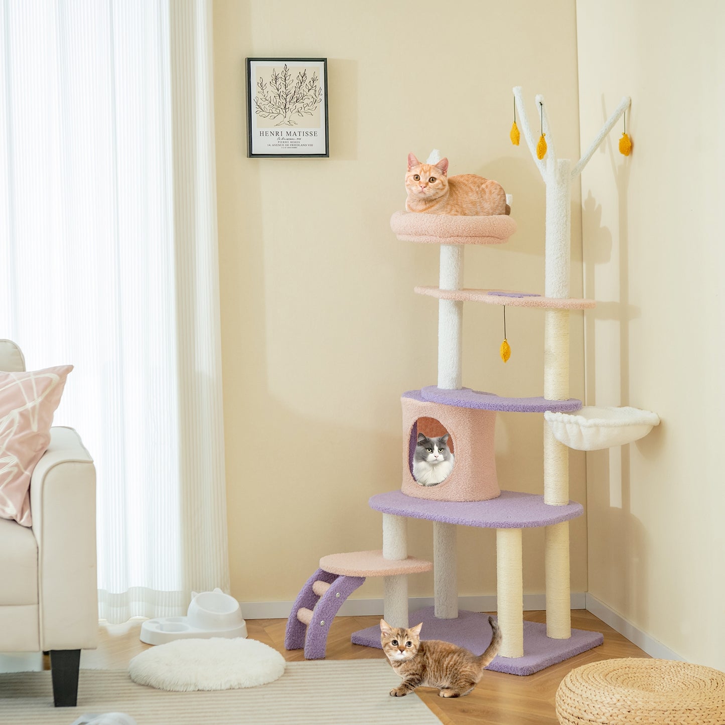 Stars and Moon - Cat Tower - Teddy Fleece