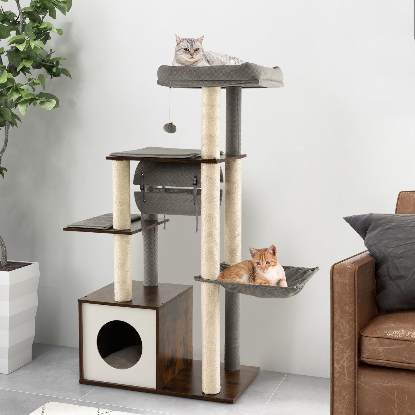 The Versatile Feline - Cat Tree - with Swing Tunnel