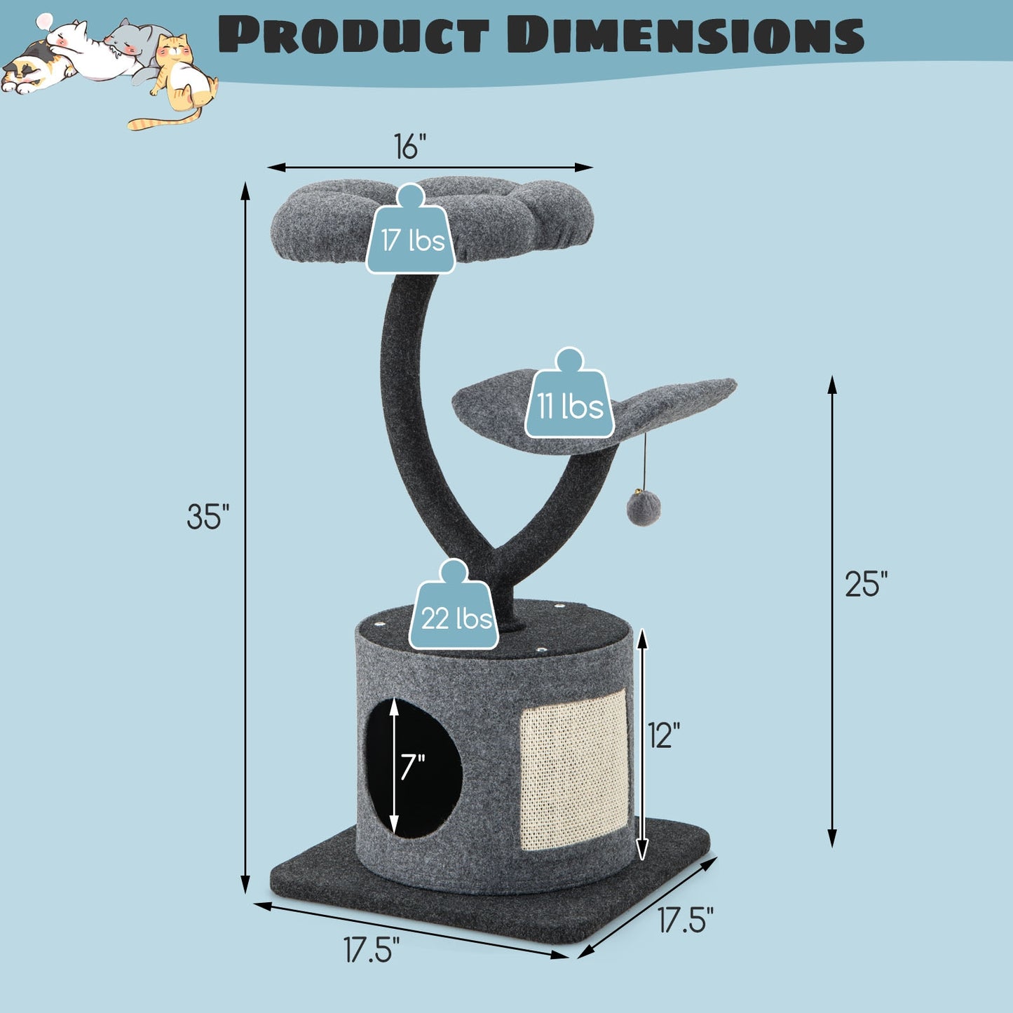 The Snuggler - Cat Tree - Y-shaped Metal Frame