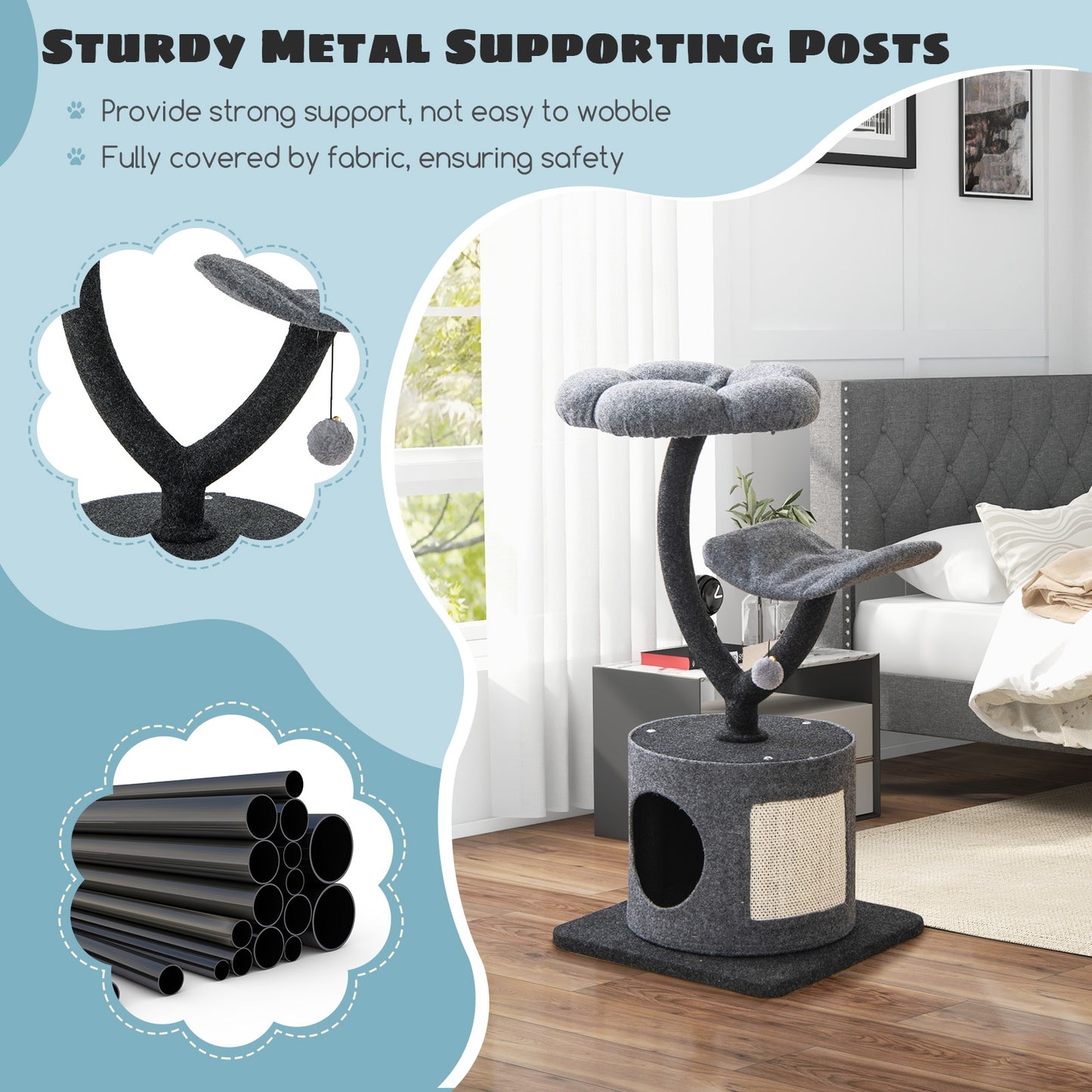 The Snuggler - Cat Tree - Y-shaped Metal Frame