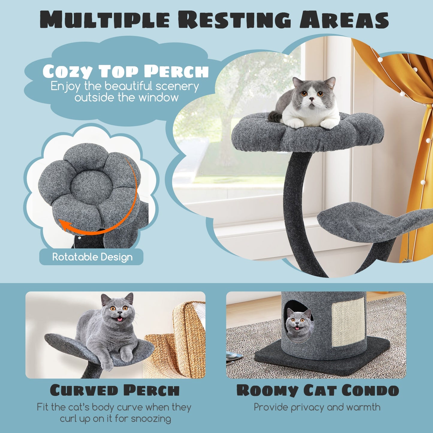 The Snuggler - Cat Tree - Y-shaped Metal Frame