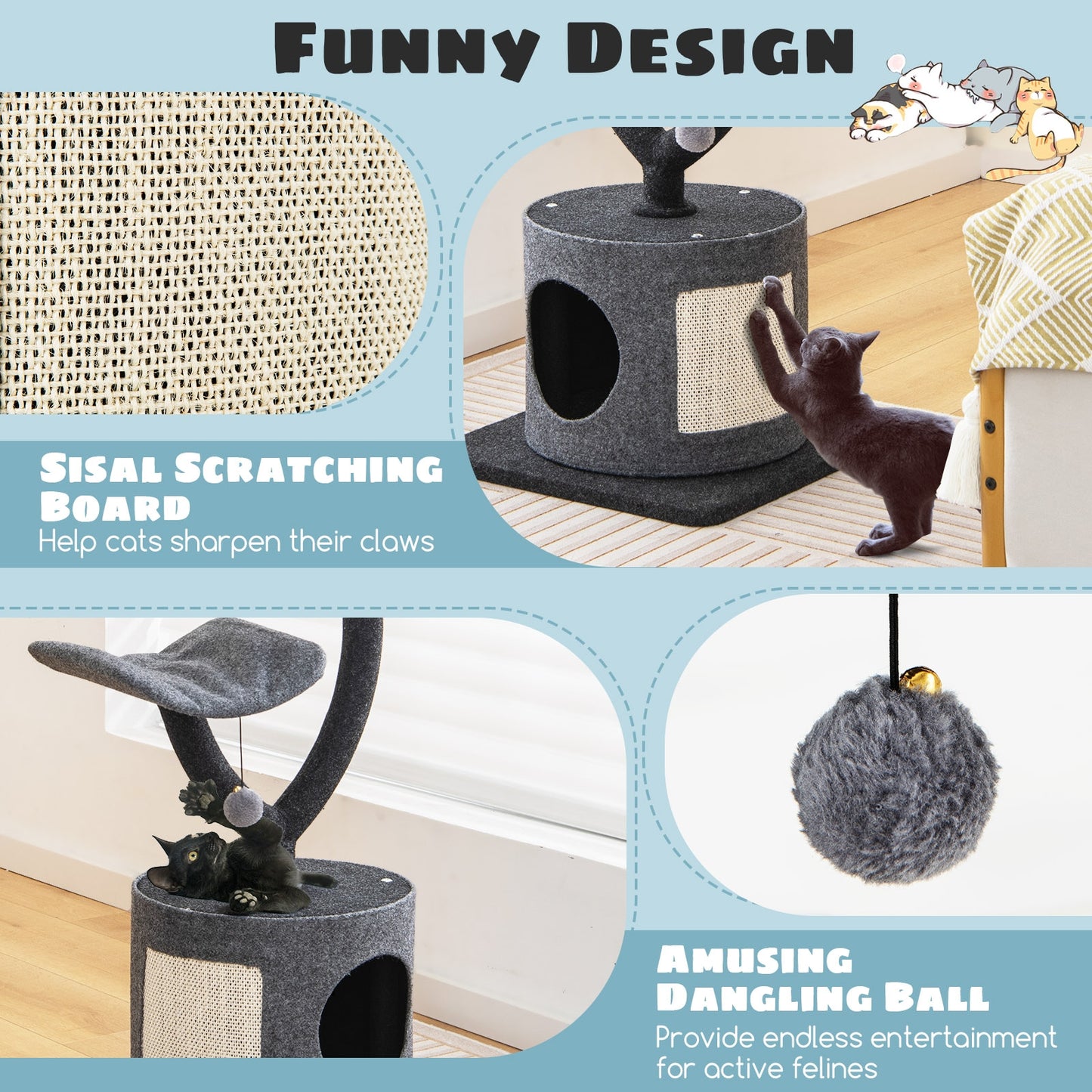 The Snuggler - Cat Tree - Y-shaped Metal Frame