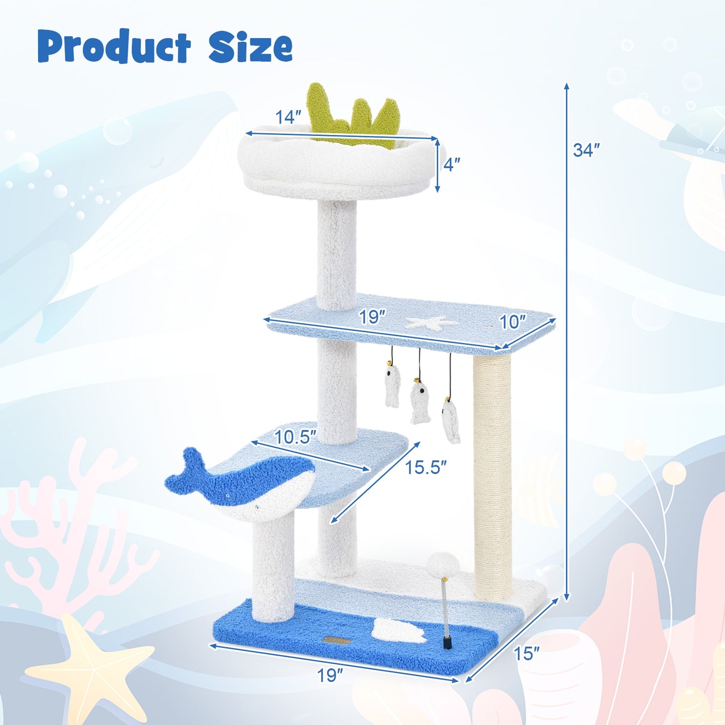 Whale-of-a-Time - Cat Tower - 4 Tier