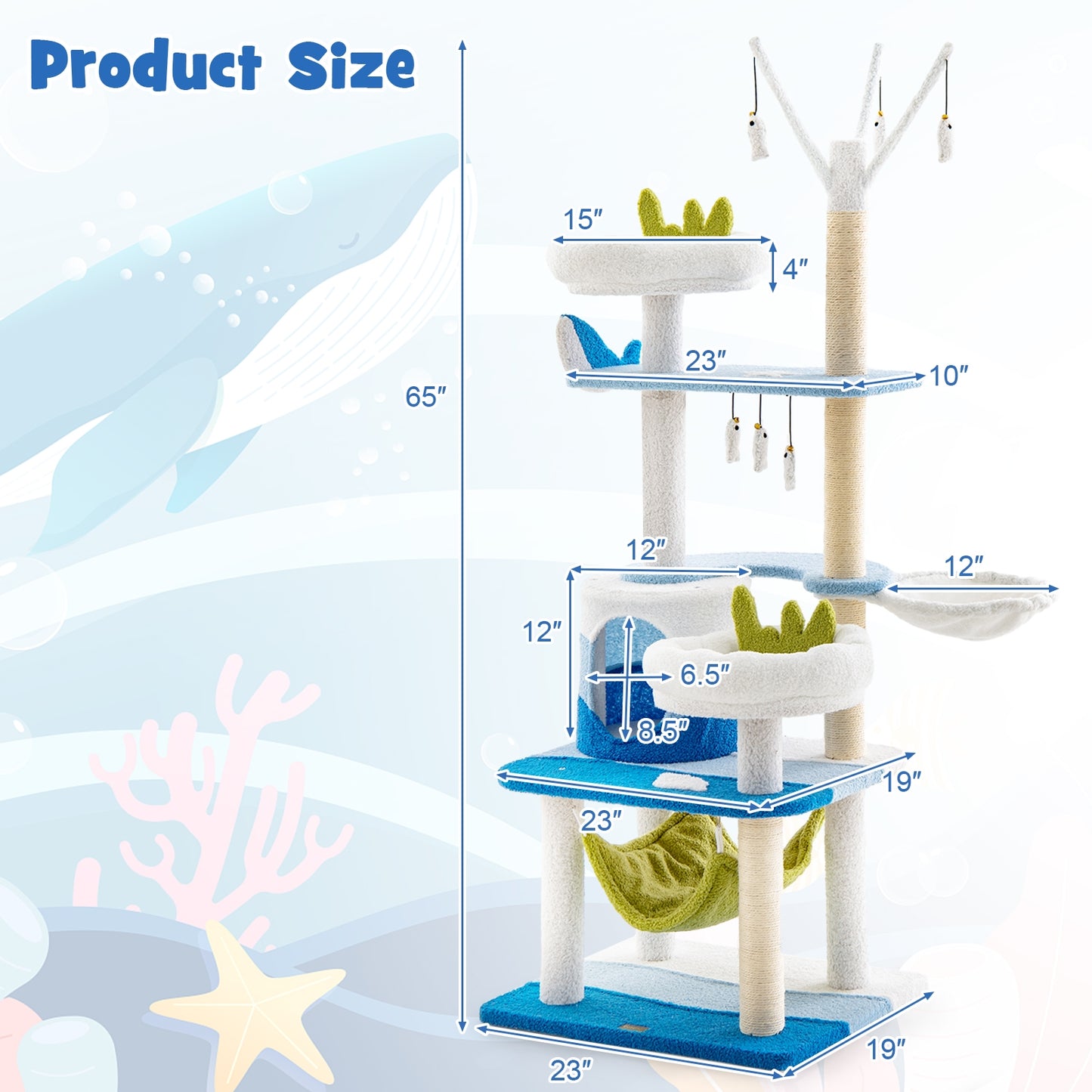 Fishy-Friends - Cat Tower - with Fish Toys