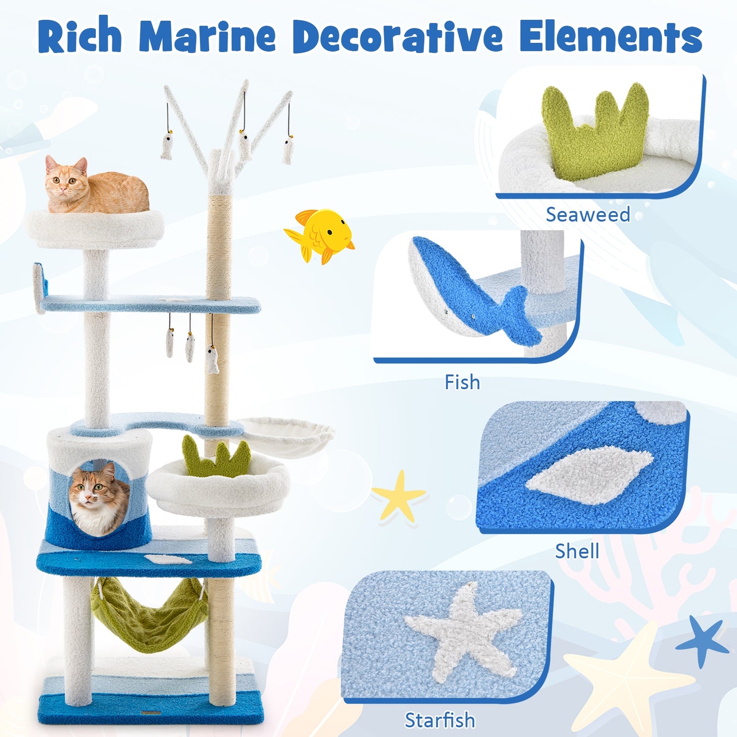 Fishy-Friends - Cat Tower - with Fish Toys
