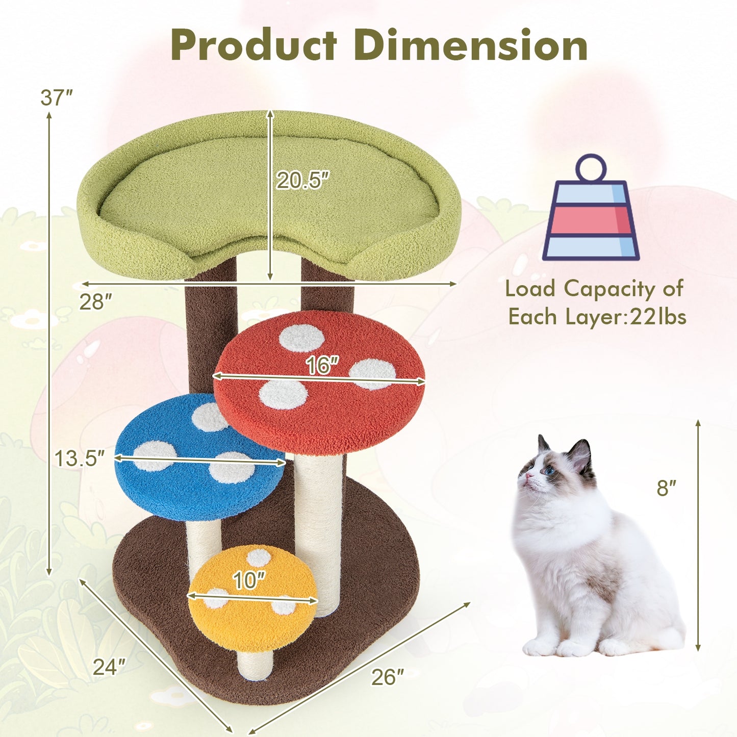 The Enchanted Mushroom - Cat Tree - 3-In-1