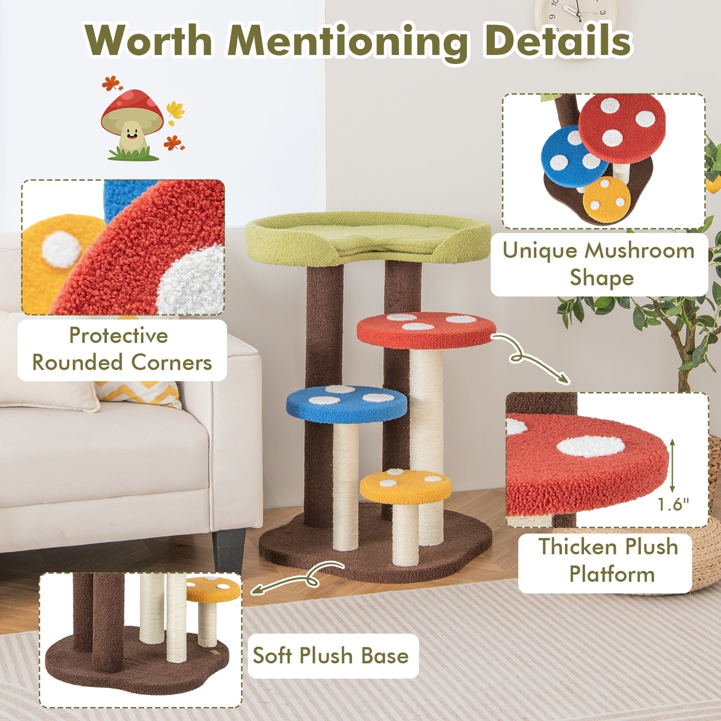 The Enchanted Mushroom - Cat Tree - 3-In-1