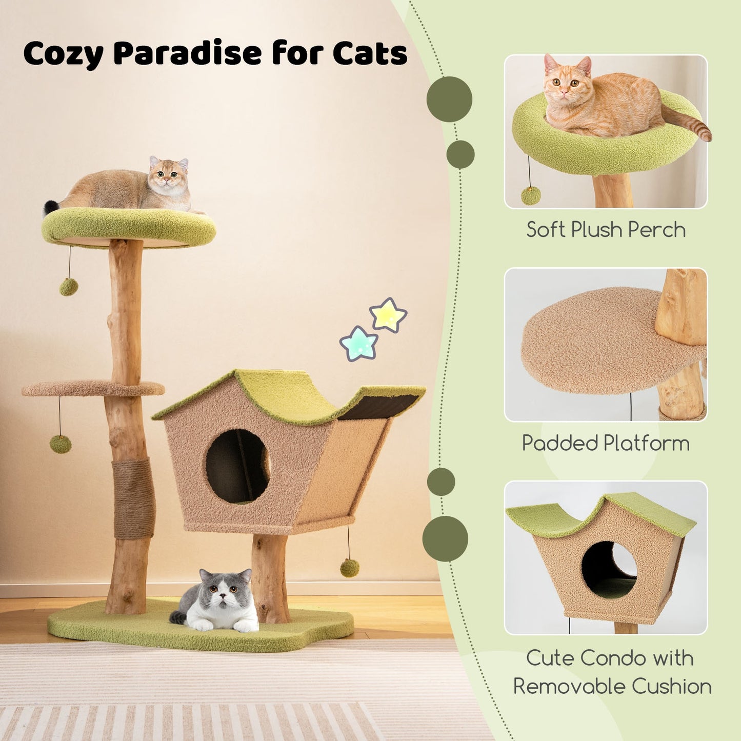 Cottage Life - Cat Tree - Authentic Pear Wood