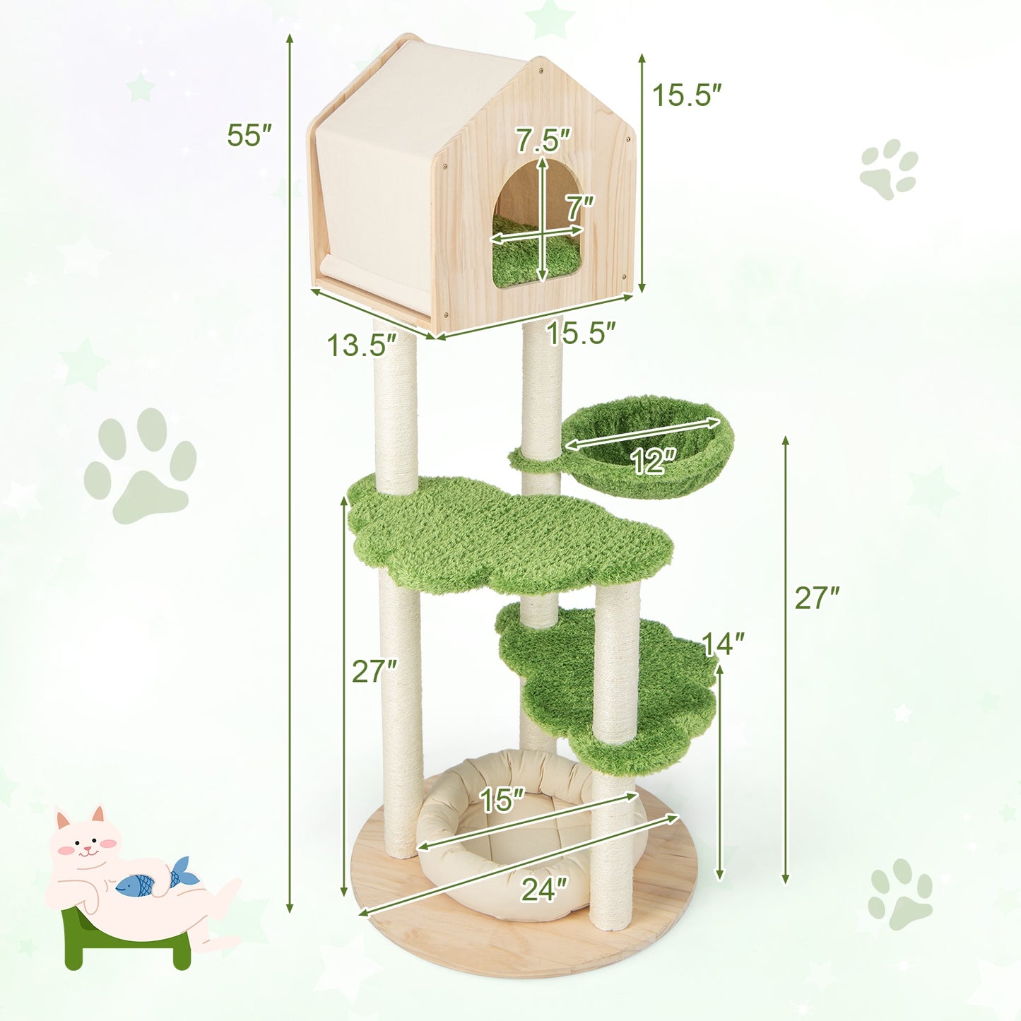 Forest Tree House - Cat Tree - 5 Tier with Condo