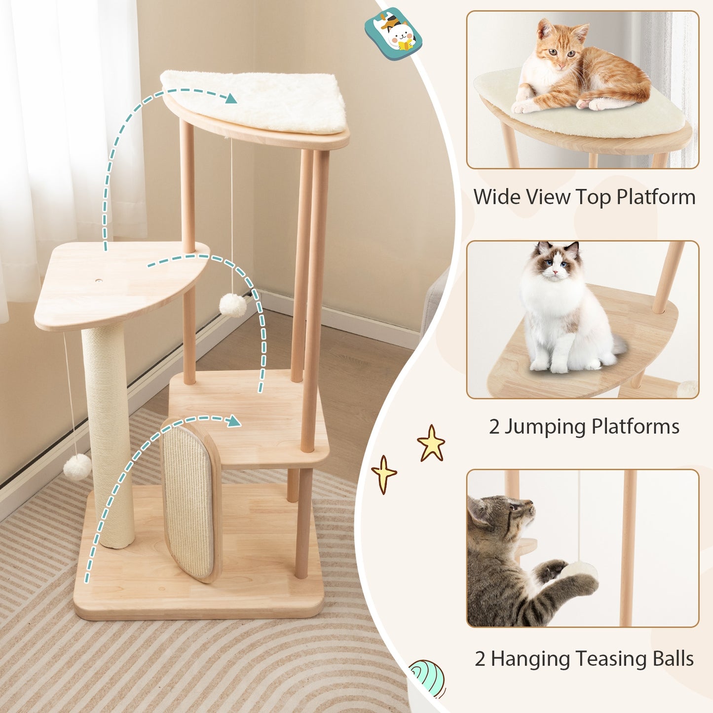 The Natural - Cat Tower -  XL Sisal Post