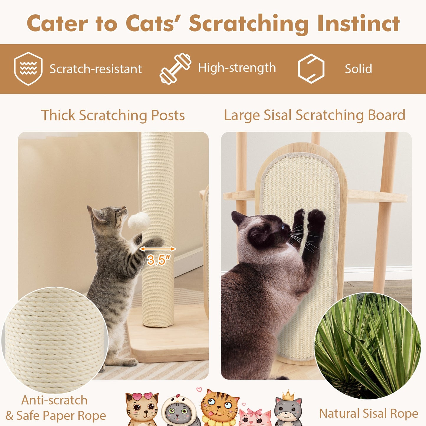 The Natural - Cat Tower -  XL Sisal Post